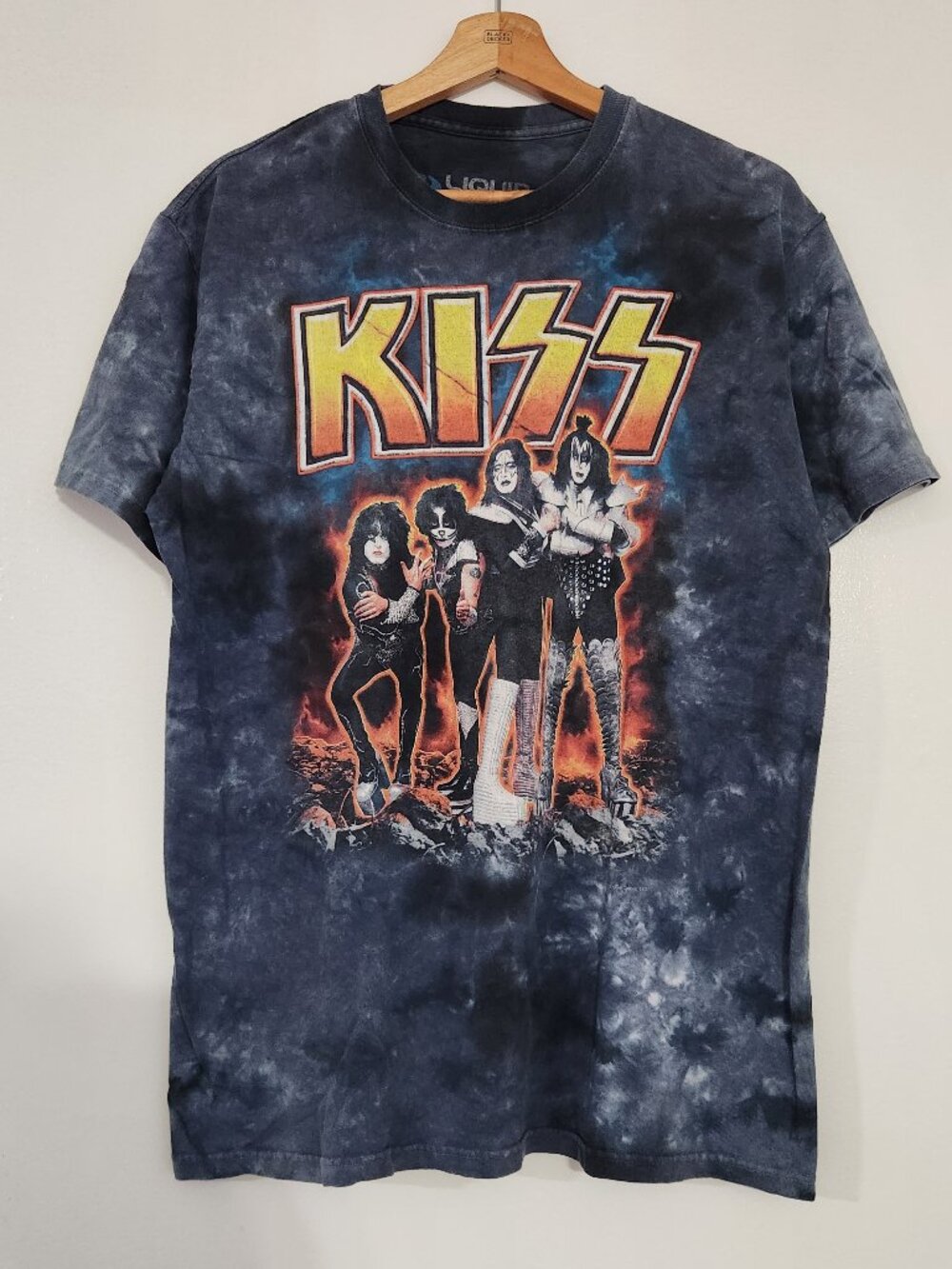 Y2K Kiss Metal Band Liquid Blue Tee Tye Dye Men's Size Medium